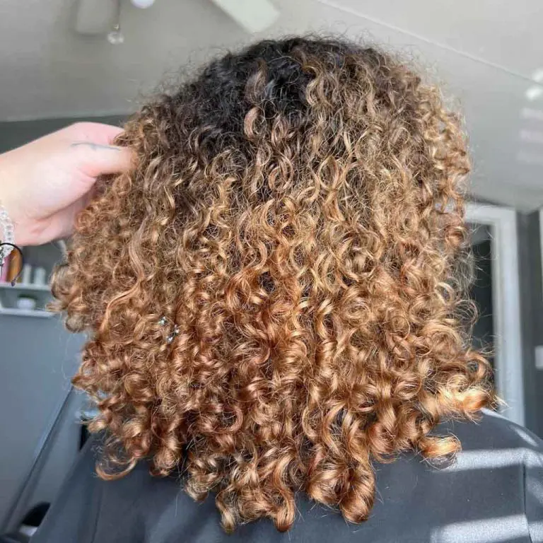 Warm Caramel Ombre on Curly Medium Hair