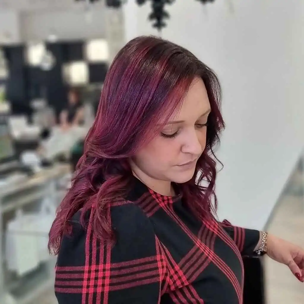Graffiato Magenta Highlights on Brown Hair
