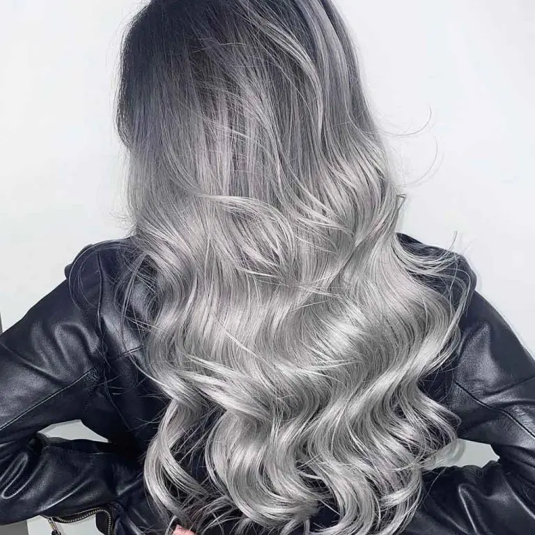 Long Hair With Beachy Waves With Silver Balayage
