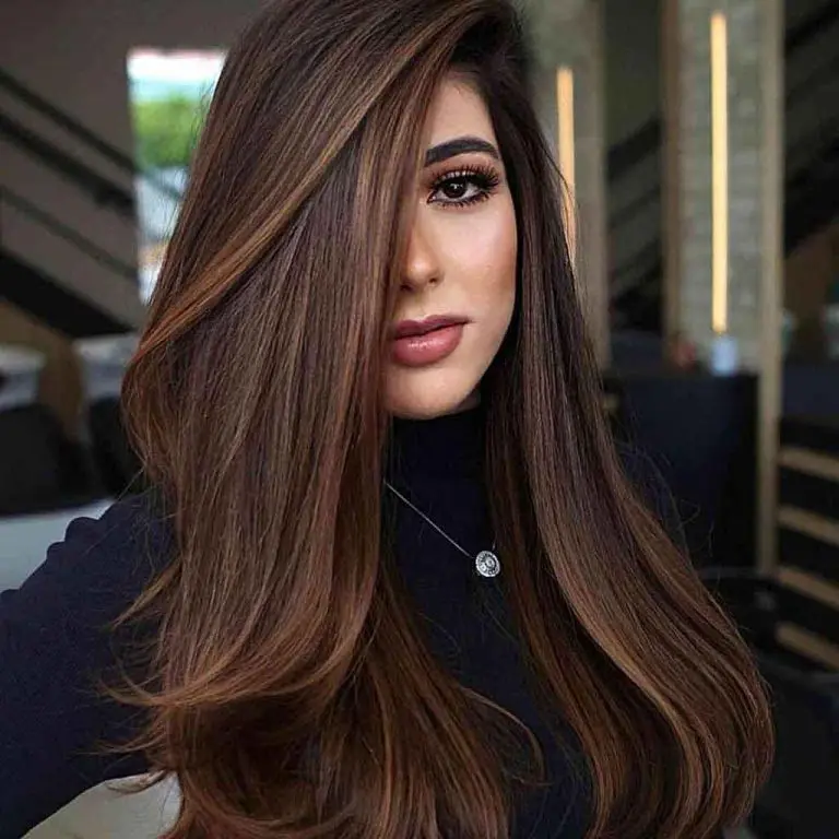 Long Straight Hair With Warm Caramel Highlights