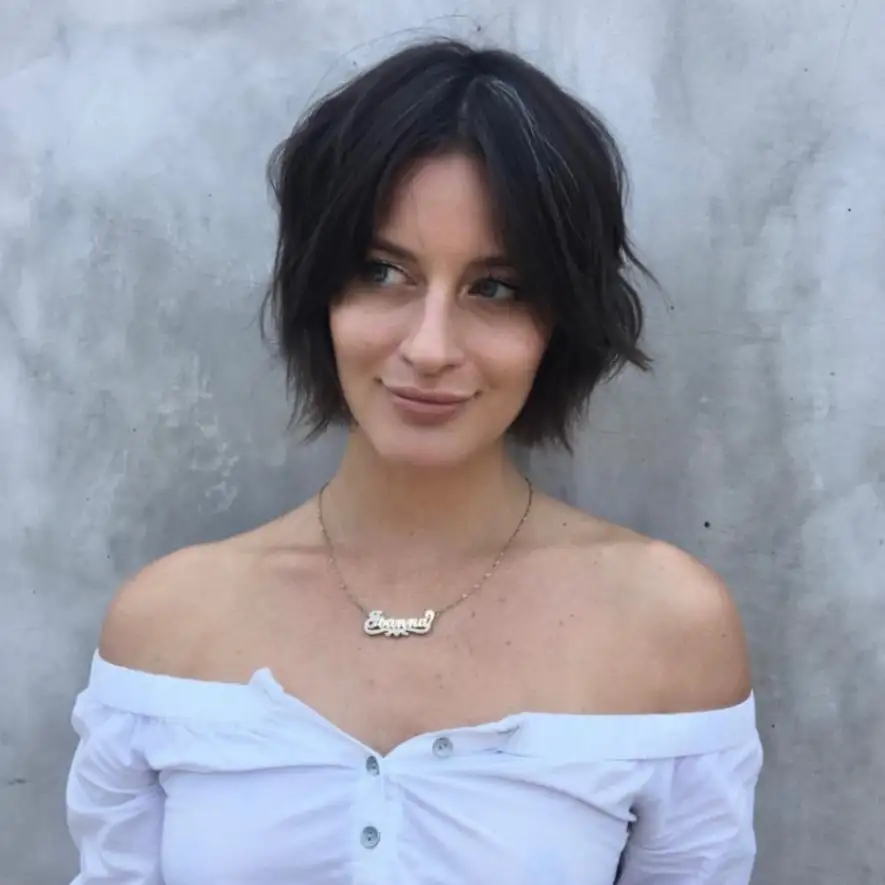Tousled Black Short Shag with Face Framing Layers