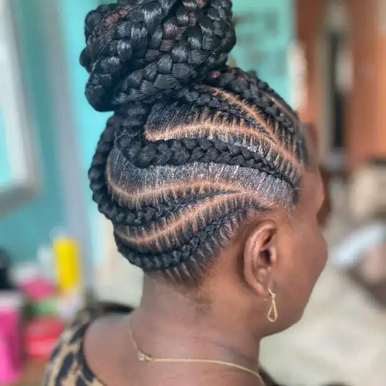 Braided Bun With Swirling Cornrows