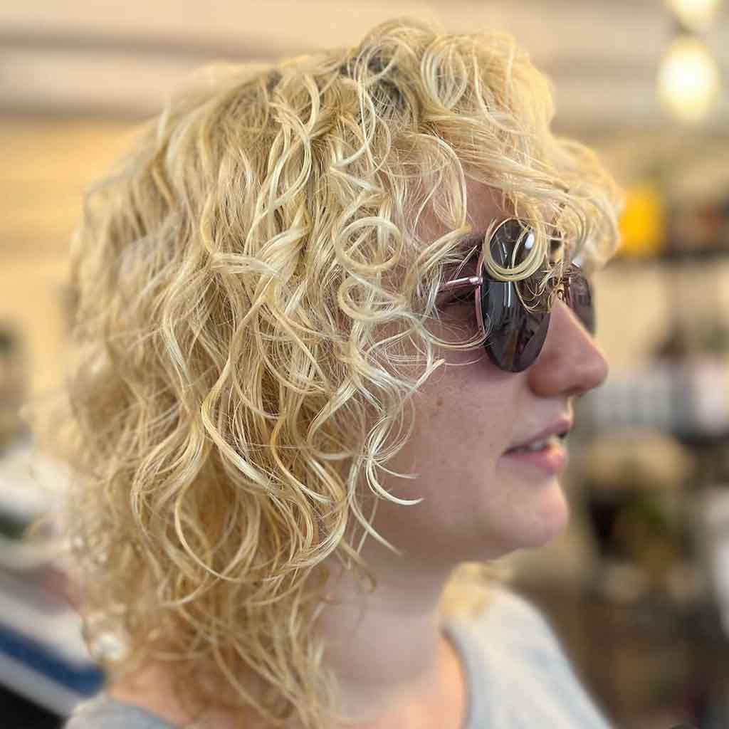 Layered Curly Blonde Shag Hairstyle