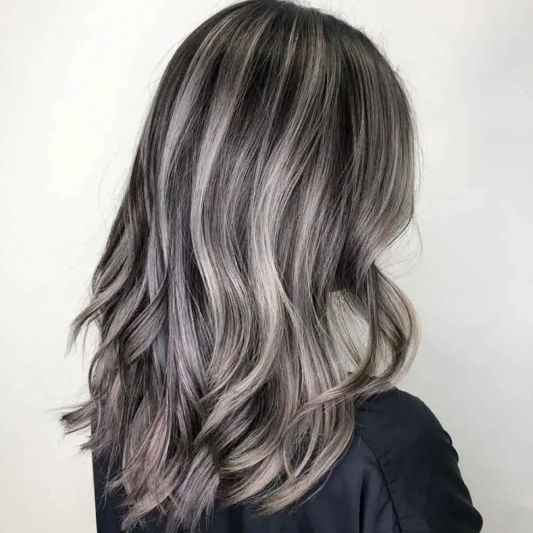 Layered Long Hair With Silver Skunk Balayage