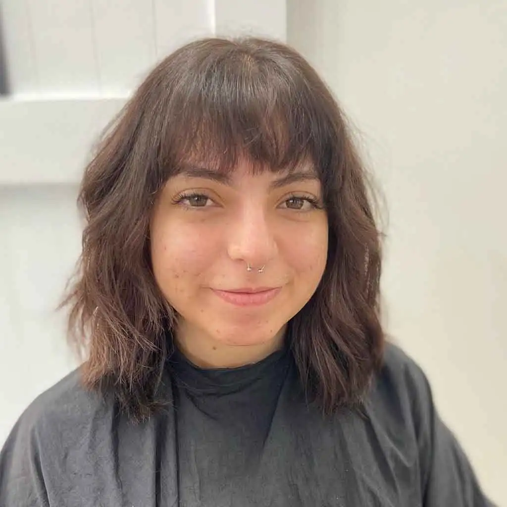 Soft Shaggy Lob With Choppy Bangs