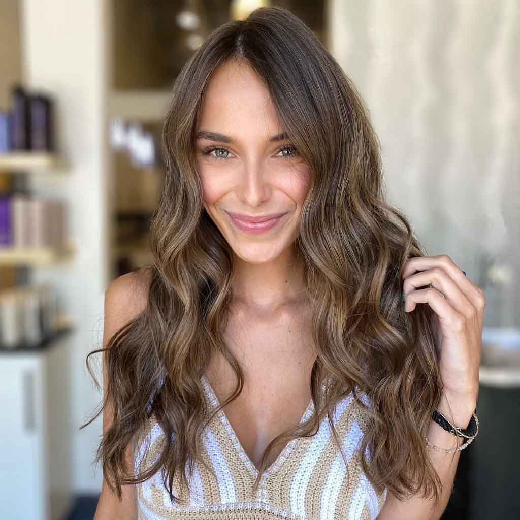 Long Wavy Face Framing California Brunette
