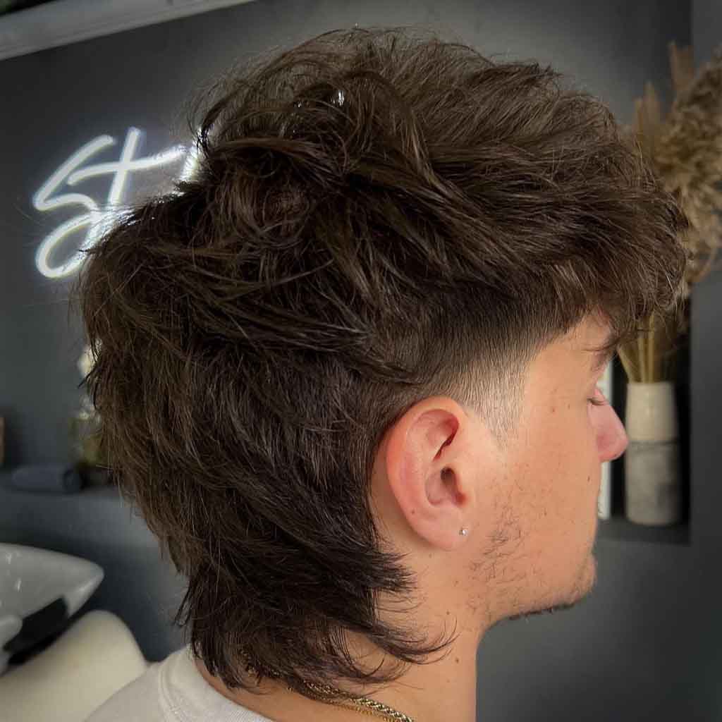 12. Messy Burst Fade Shaggy Mullet