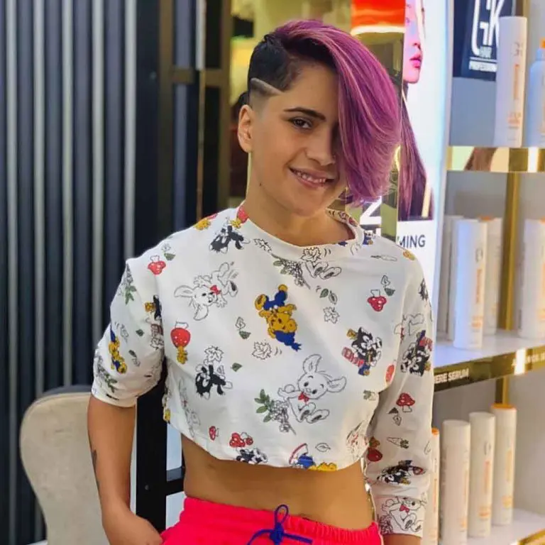 Voluptuous Purple Pixie With Side-Cut