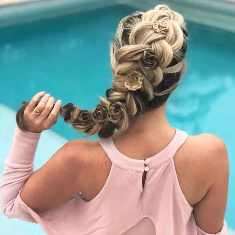 Boho Dutch Braid With Flowers on Duo-Toned Hair