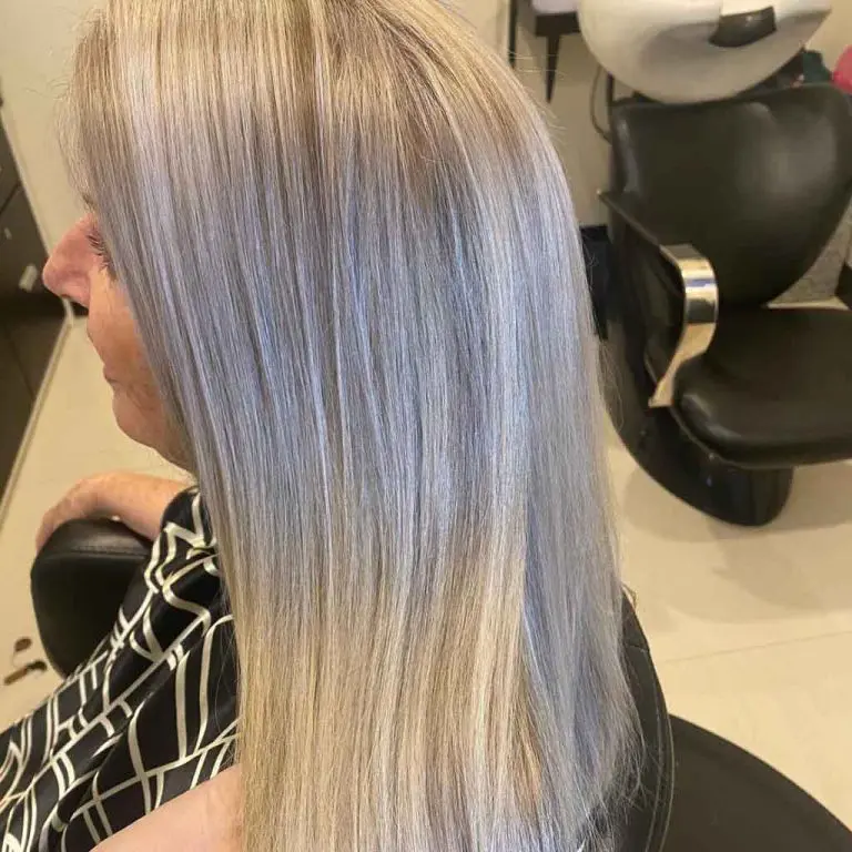 13. Long Straight Hair With Silver Blonde Highlights