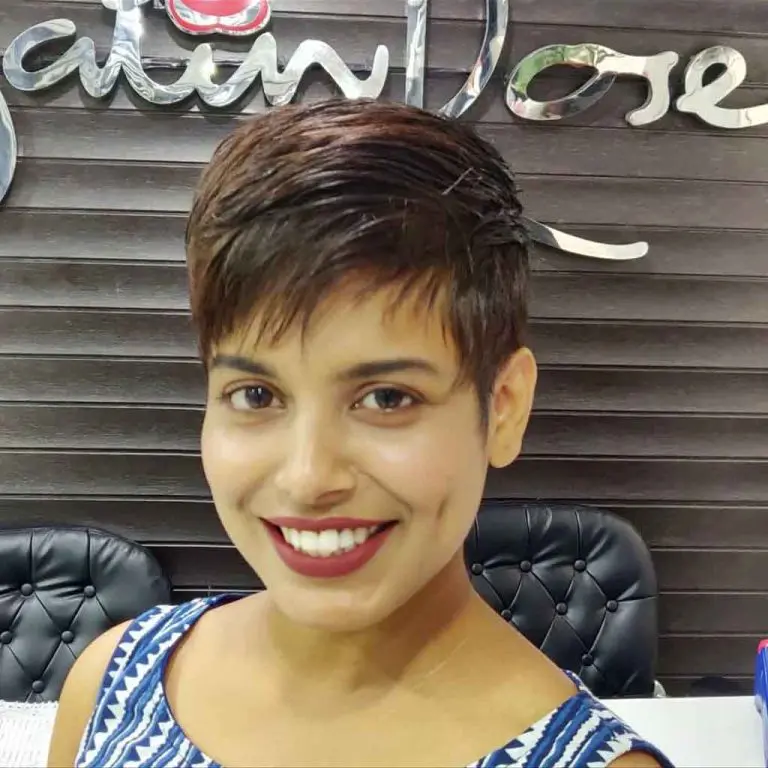 Shaggy Pixie Black Hair With Brown Highlights