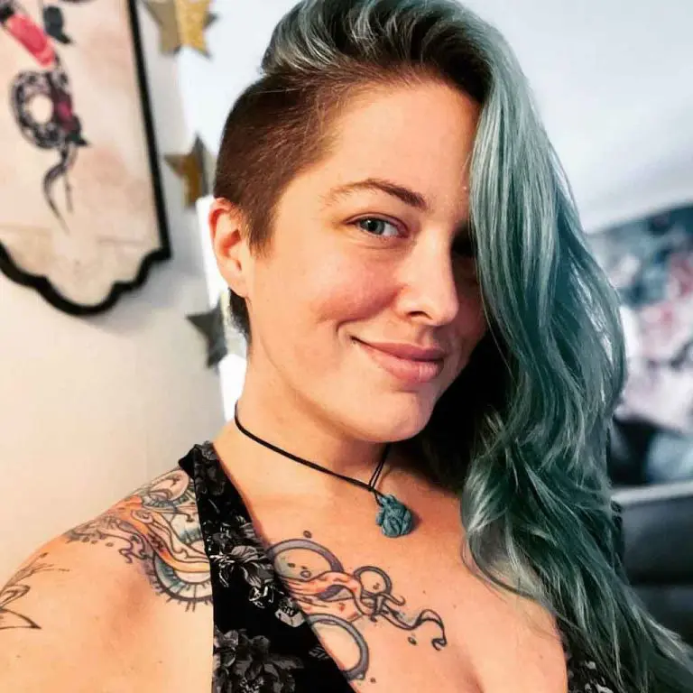 Side-Shaved Long Teal Hair