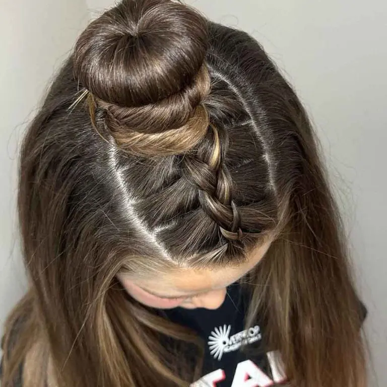 Dutch Braid Into Top-Knot Small Bun