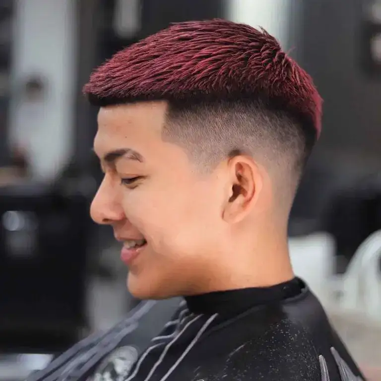 Korean Buzz Cut With Red Long Top Cut
