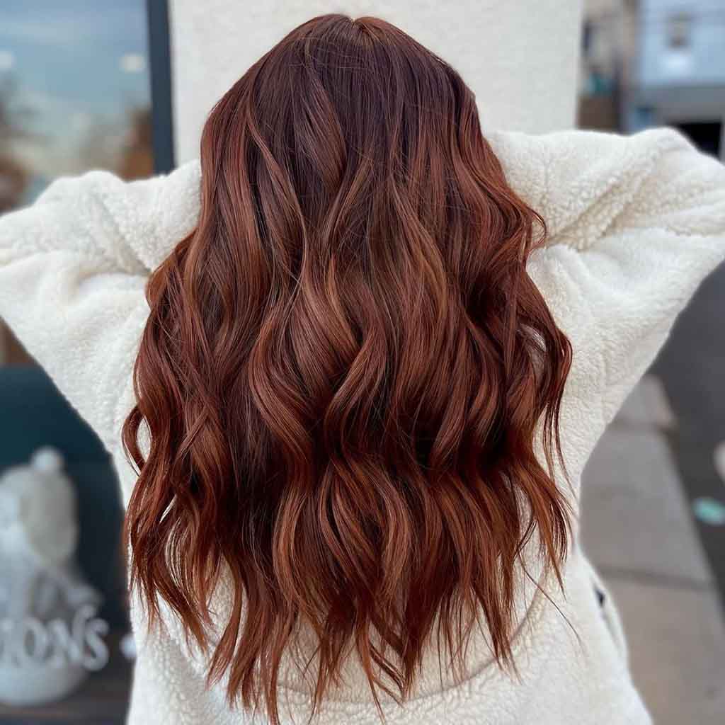 Layered Wavy Red-Brown Hair
