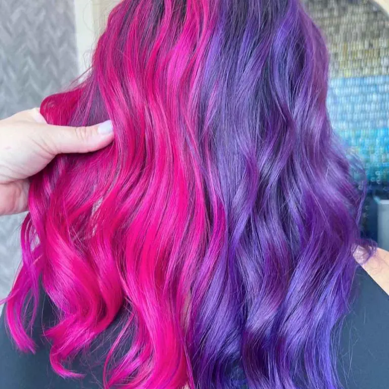 Medium Wavy Hot Pink and Neon Purple Wavy Gemini Hair