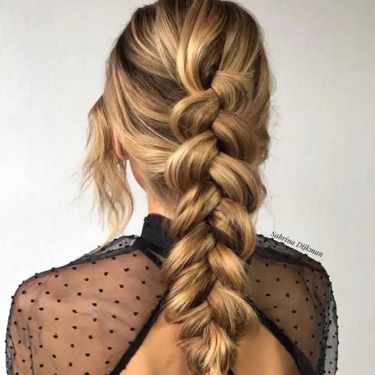 Simple Long Dutch Braid on Golden Hair