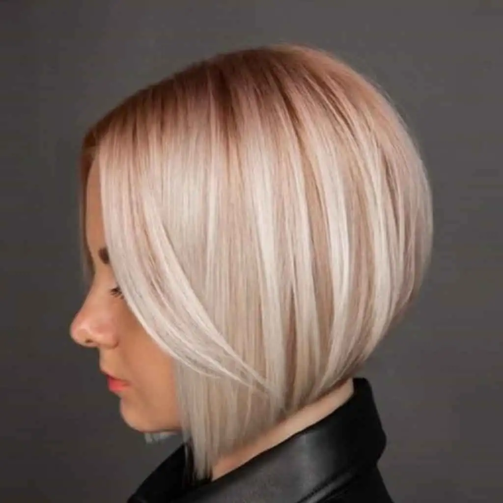 Bleached Blonde Bob Cut With Brown Highlights