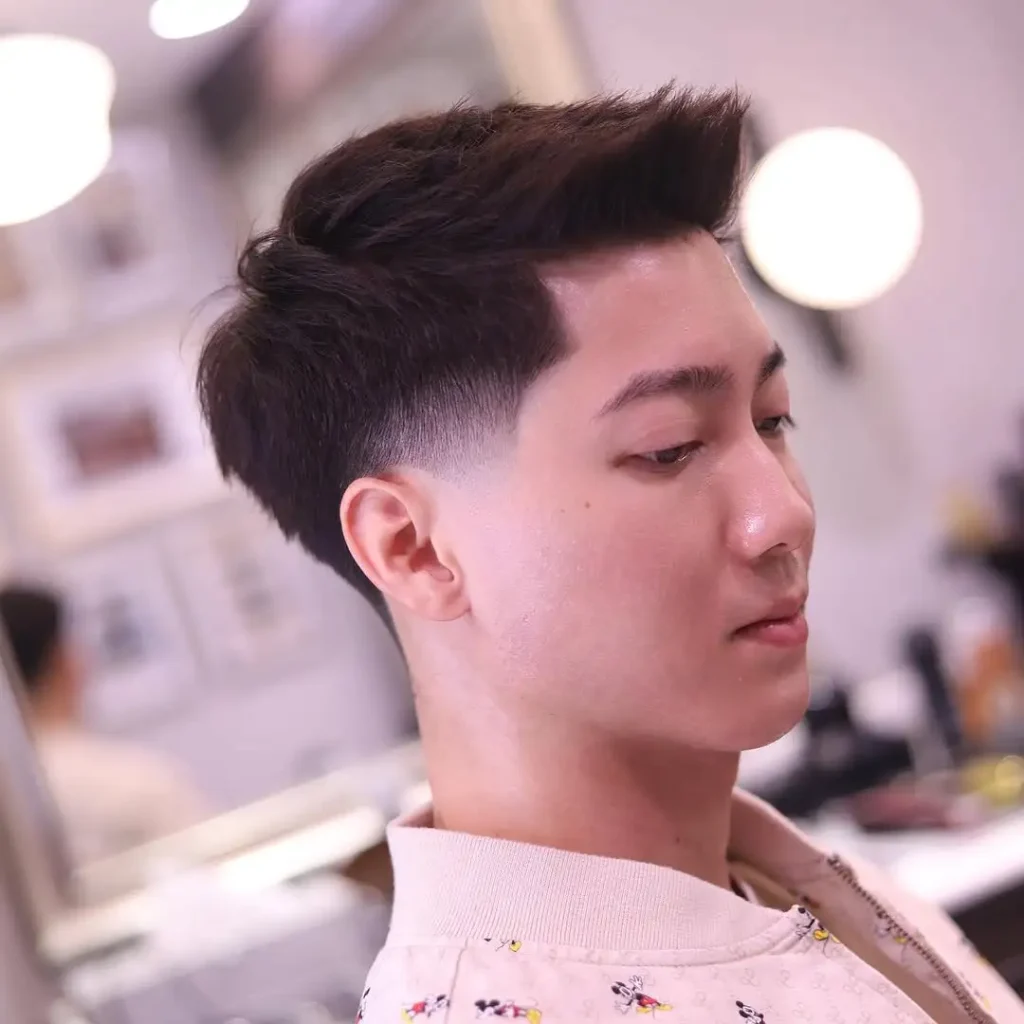 Korean Men's Hairstyle with Taper Fade and Voluminous Top
