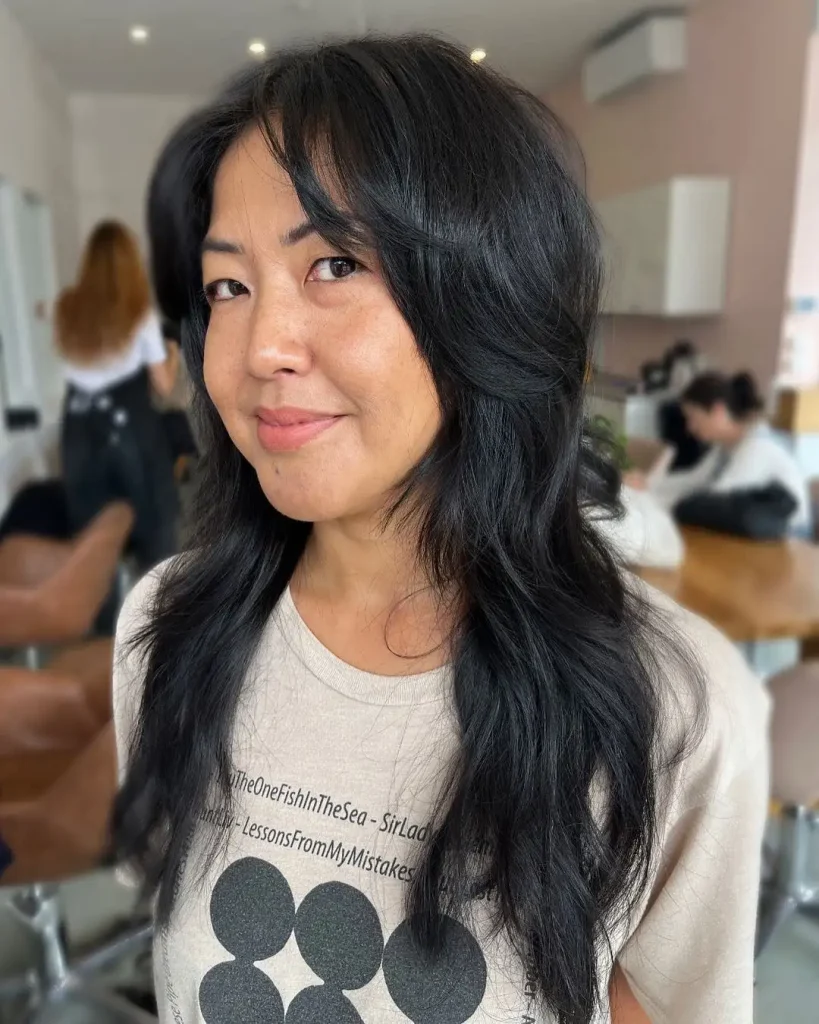 80's Shaggy Wolf Cut With Curtain Bangs for Straight Hair