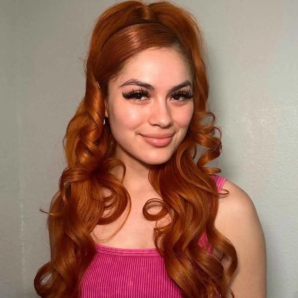 Half-Up Half-Down Wavy Copper Hair