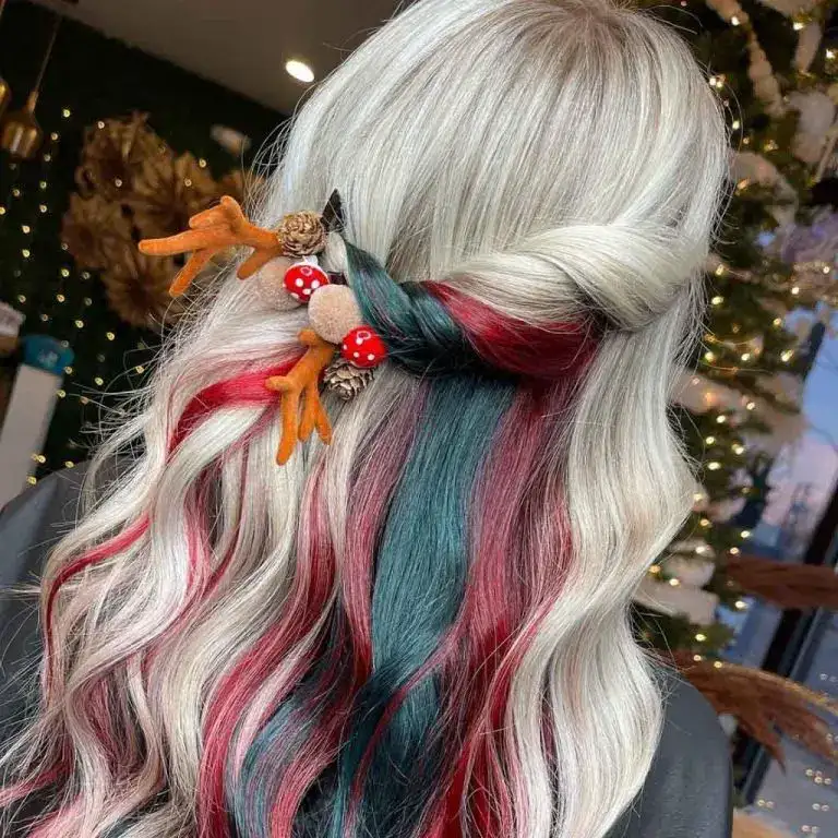 Long Wavy Bleached Blonde Christmas Hair With Twisted Knot