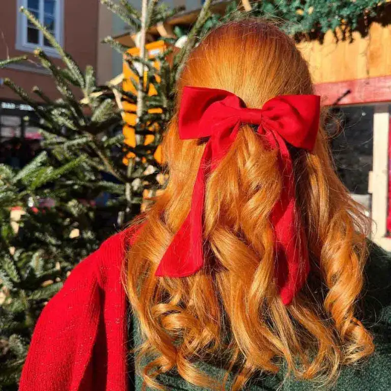 Holiday Inspired Wavy Ginger Hair With Red Bow