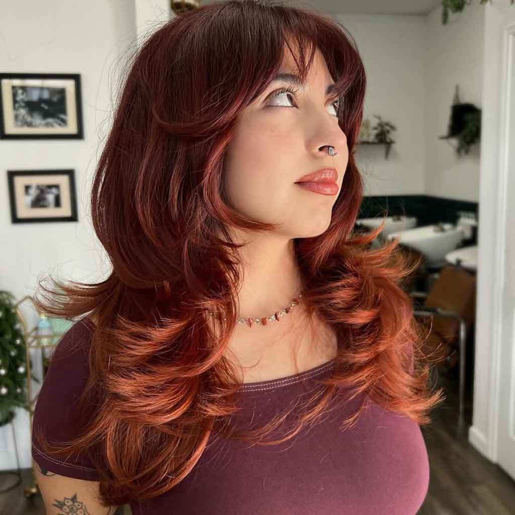 Medium Long Layered Haircut on Ginger Hair