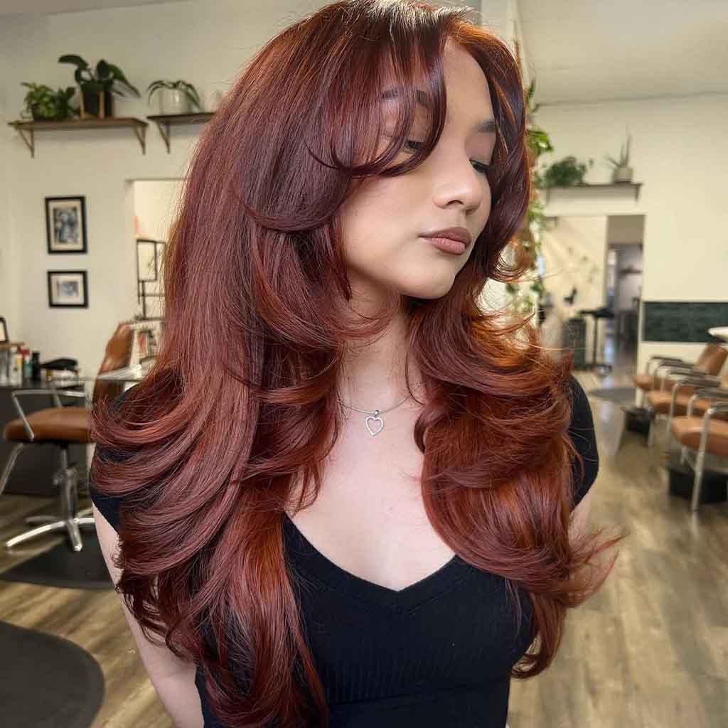Long Layers on Fall Color Hair