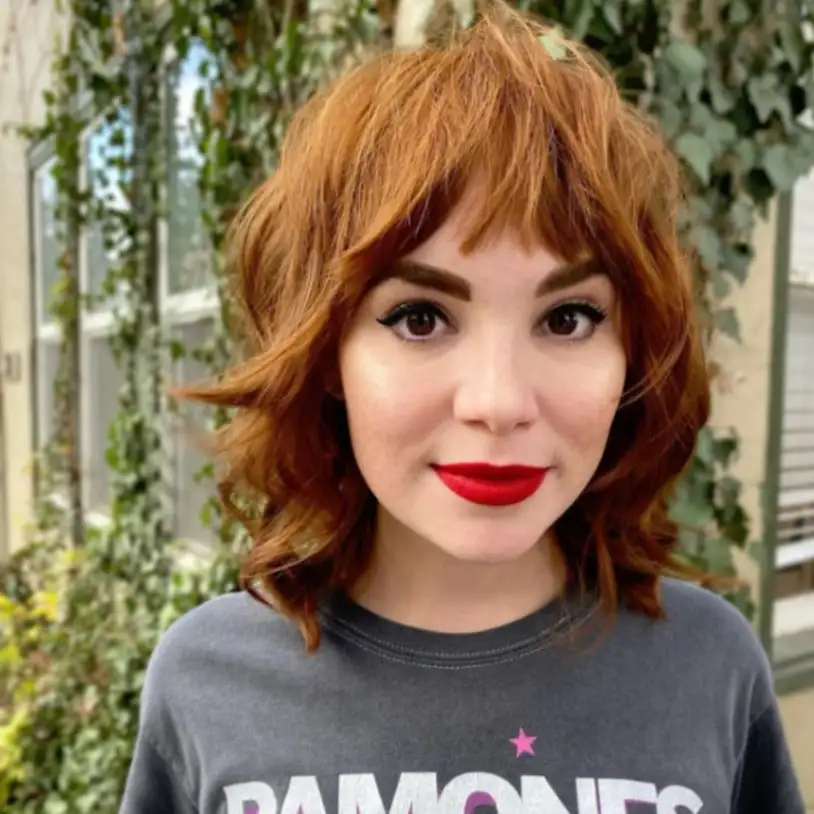 Ginger Face Framing Short Shag Cut With Fringe Bangs