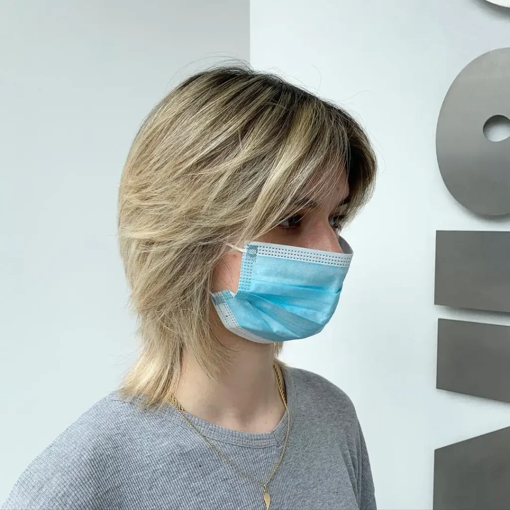 Duo-Toned Bob Wolf Cut With Curtain Bangs