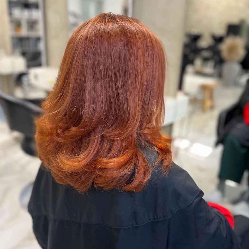 Red Copper Brown Medium Layered Haircut