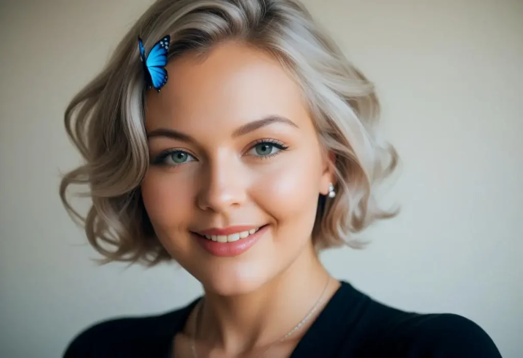 Short Butterfly Cut with Wavy Blonde Hair