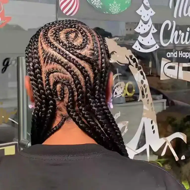Swirl Cornrows With Long Knotless Braids
