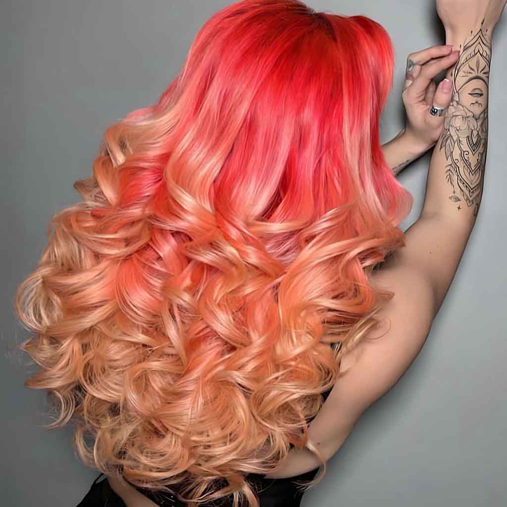 5. Long Peachy Hair With Curly Ends 1