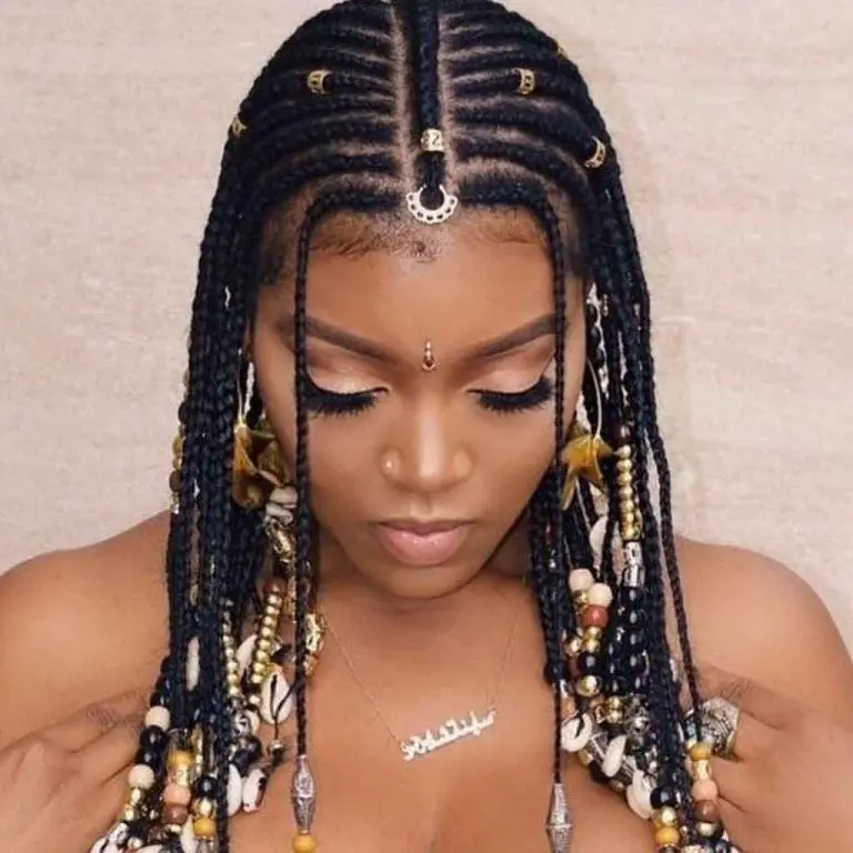 Medium Fulani Braids With Beads