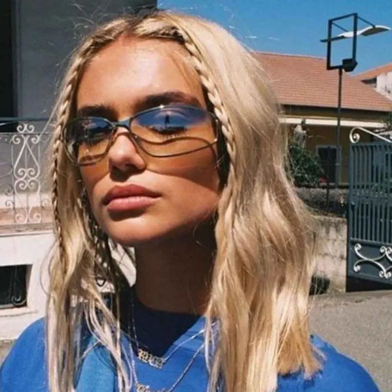 Medium Blonde Wavy Hair With Face Framing Baby Braids
