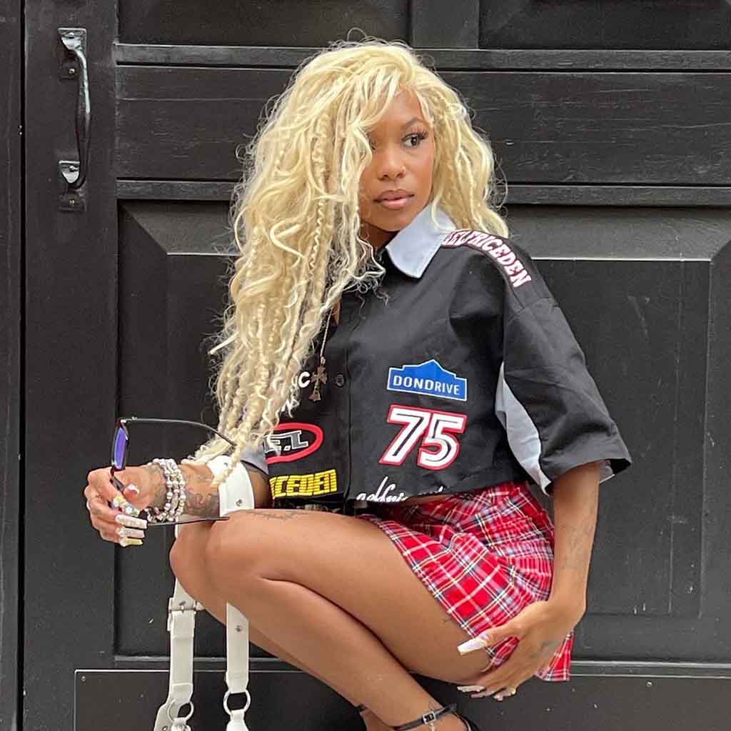 Long Bleached Blonde Tousled Hair With Twists
