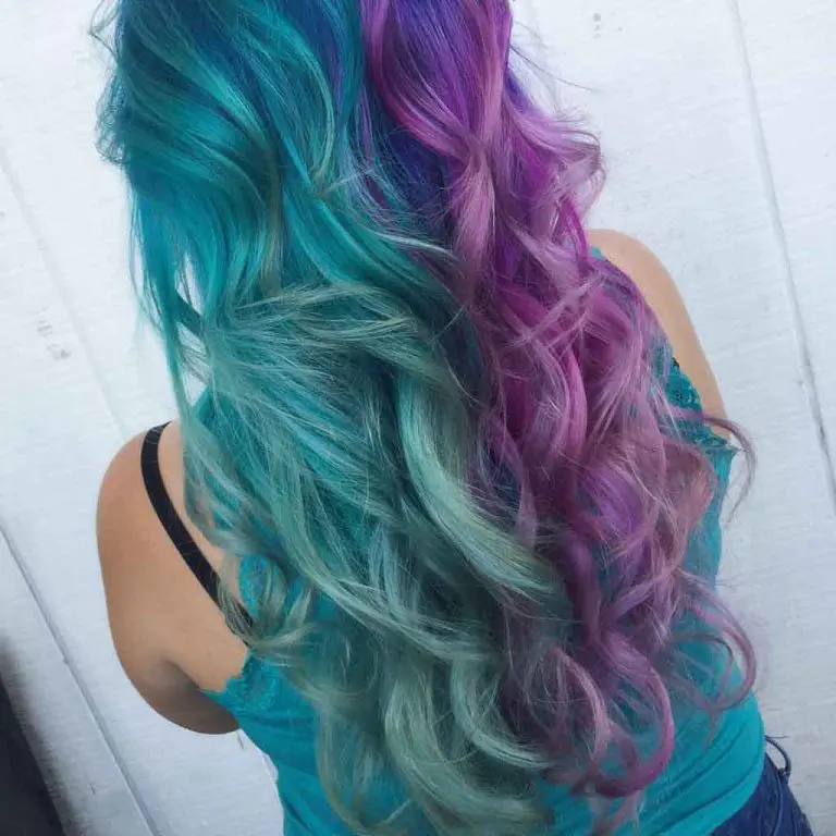 Long Layered Wavy Amethyst Purple and Sky Blue Gemini Hair
