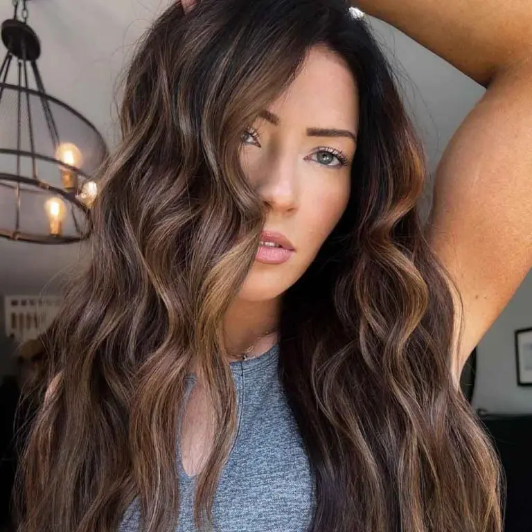 Long Wavy Dark Brown Hair With Caramel Highlights