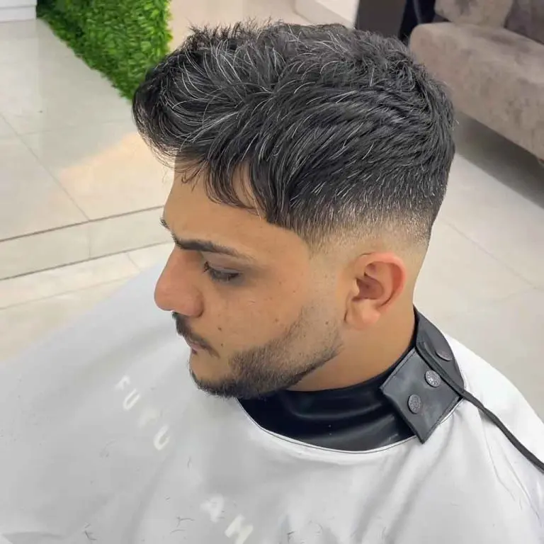 Salt and Pepper Messy Quiff Faded Undercut