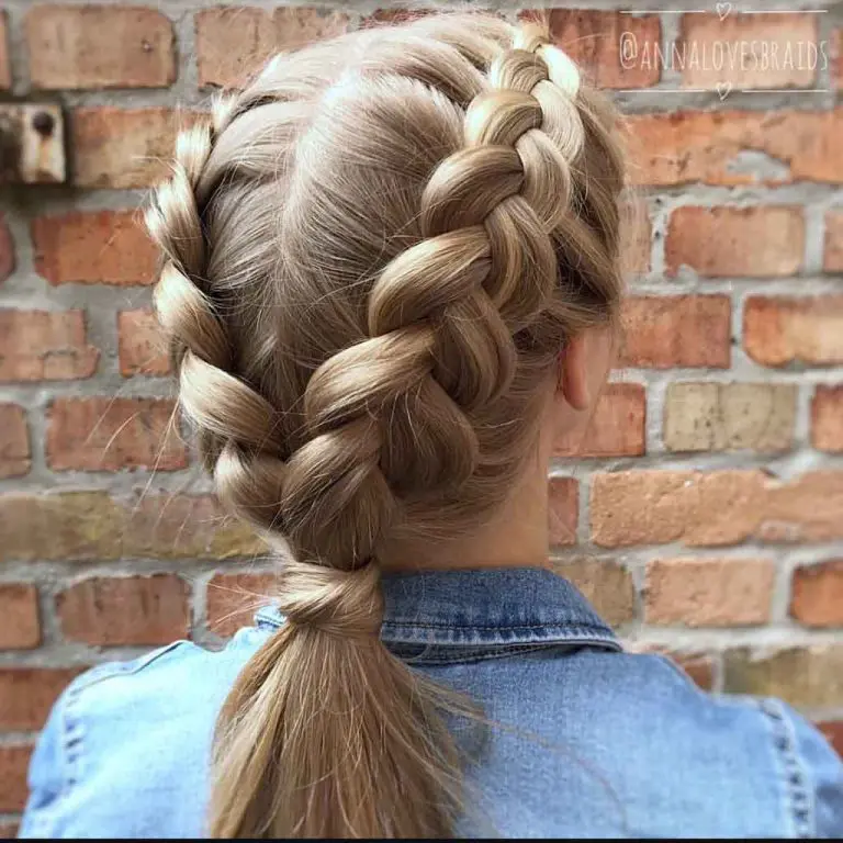 Side Dutch Braids Ponytail on Blonde Hair