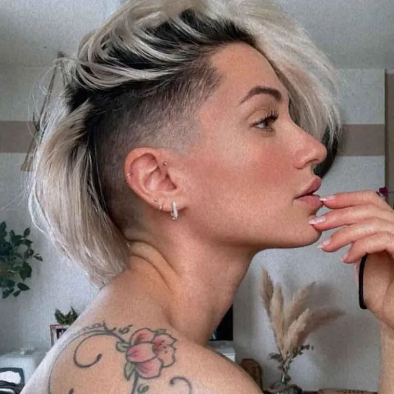 Side-Shaved Extended Pixie Haircut on Ash Blonde Hair