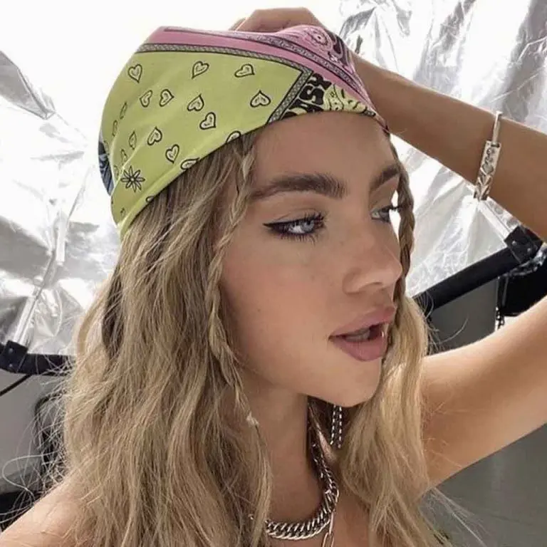 Wavy Blonde Hair With Baby Braids Styled With a Bandana