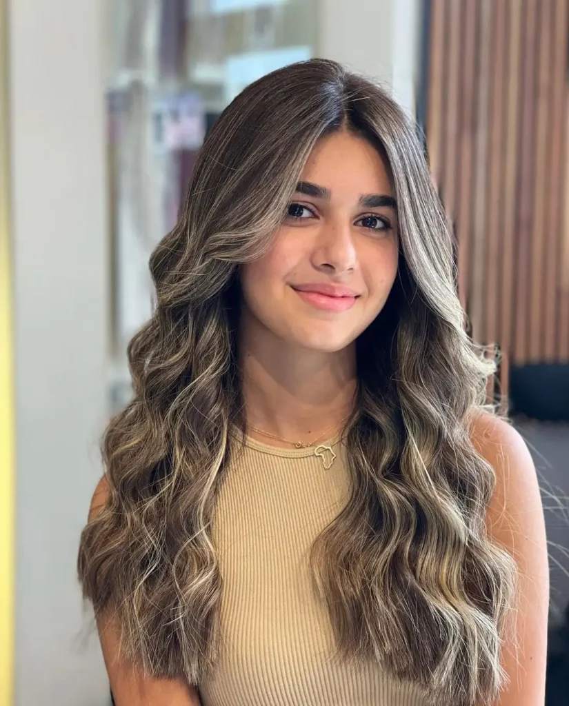 Long Balayage Octopus Wolf Cut with Curtain Bangs