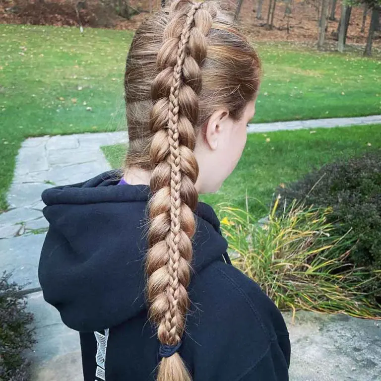 Stacked Dutch Braid on Long Brown Hair