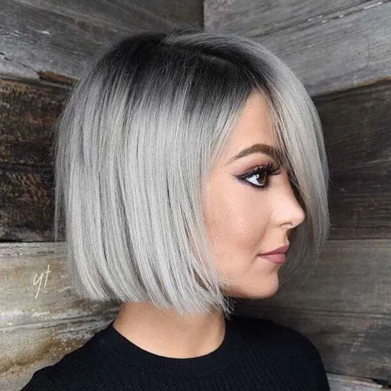 Bob Cut With Light Grey Highlights