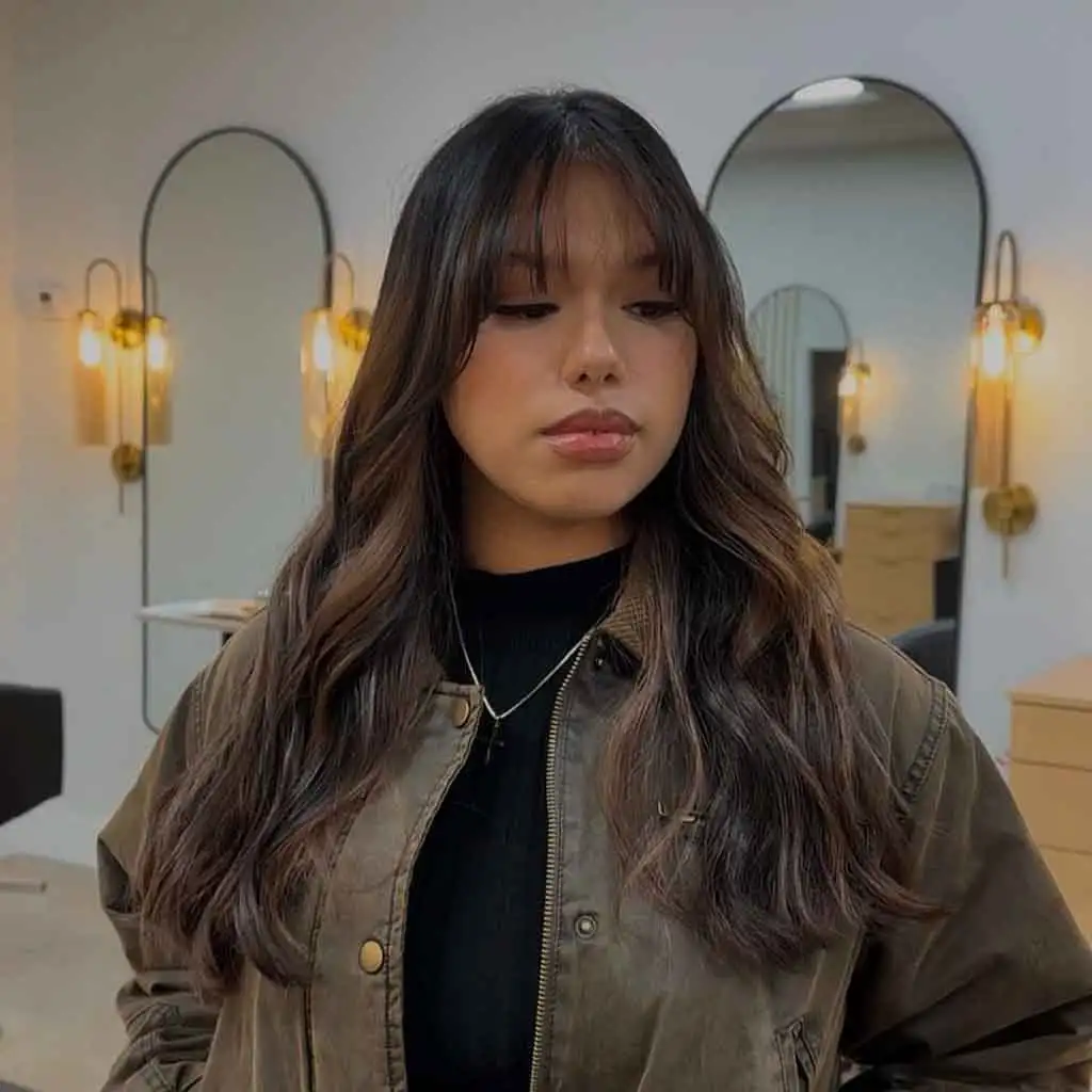Dark California Brunette With Bangs