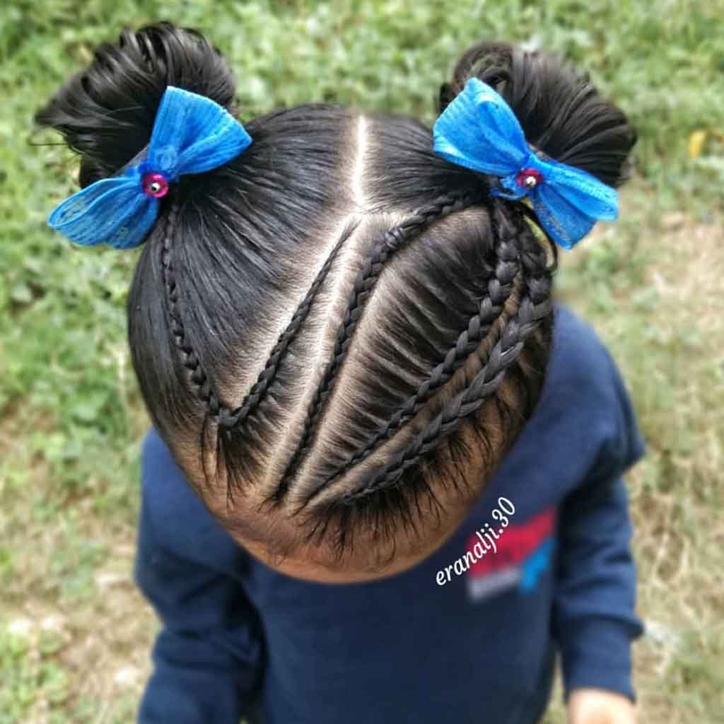 Irregular Braids With Buns and Bows