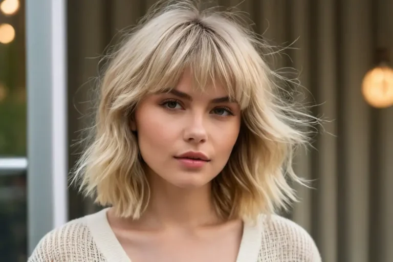 Blonde Wolf Cut With Bangs